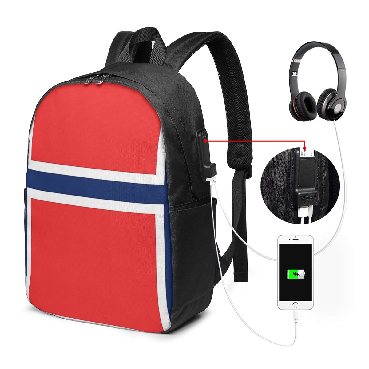 Laptop Bag - Noorse vlag rugzak reisnotebooktas computer student